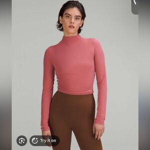 Lululemon All Aligned Mock Neck Long Sleeve Shirt (Brand new) Brier Rose